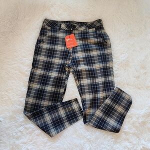 New Youngla 614 blue plaid dapper stretch dress pants. size 30x28